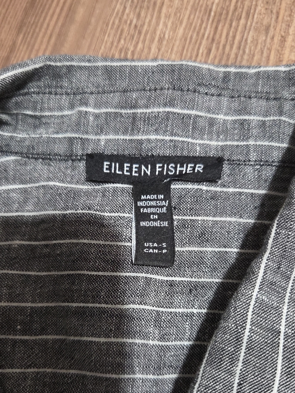 Eileen Fisher Grey with White Pinstripe Sleeveless Top & Pants Set - Picture 3 of 5